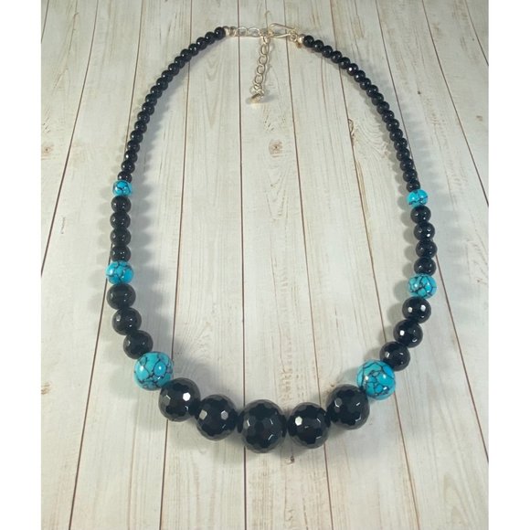 Jay King DTR 925 Midnight Chalcedony Blue Turquoise Beaded Necklace Signed - Picture 2 of 7